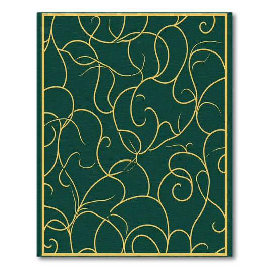 Deep Green Golden Vine Swirl Rug