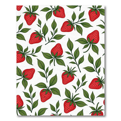 Ripe Red Strawberry Leaf Pattern Rug