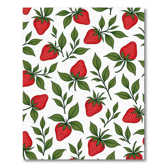 Ripe Red Strawberry Leaf Pattern Rug