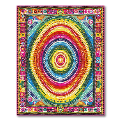 Multi-color and Patterns Vibrant Multi-Color Tribal Circle Area Rug
