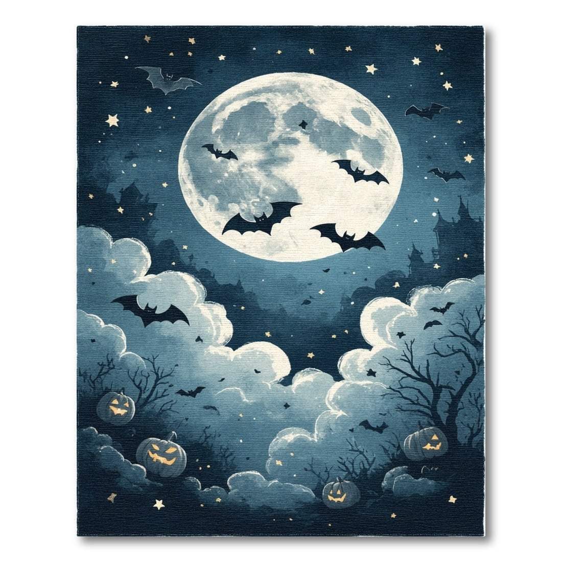 Halloween Moon Bats Area Rug