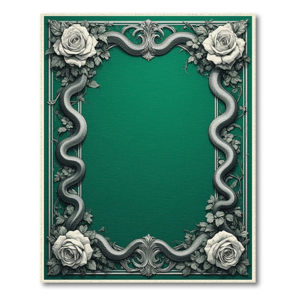 Emerald Green Serpent Rose Vintage Area Rug
