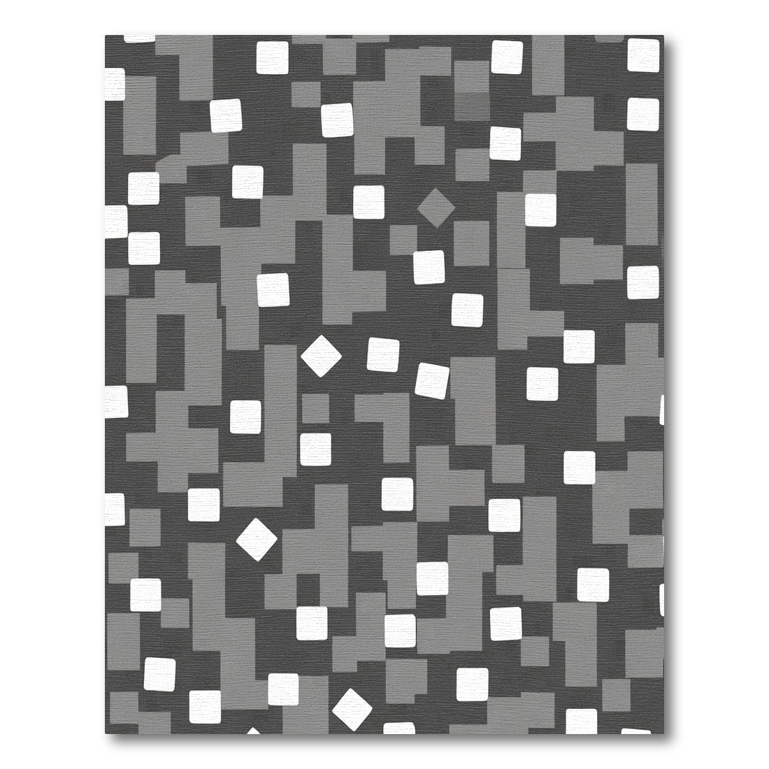 Monochromatic Gray Pixelated Squares Rug