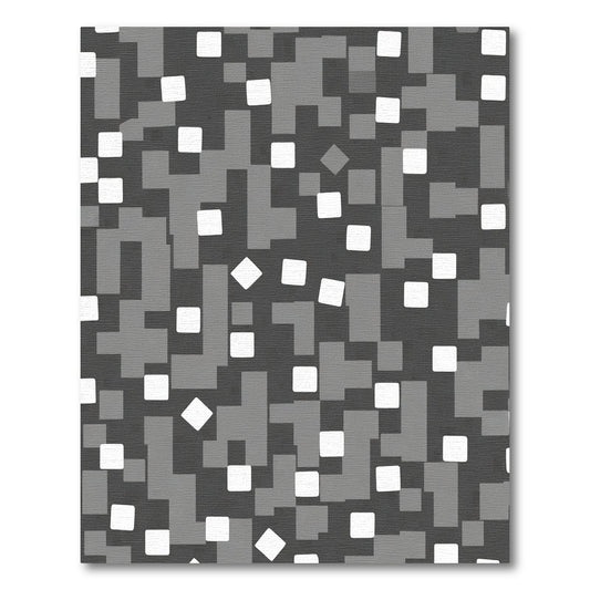 Monochromatic Gray Pixelated Squares Rug