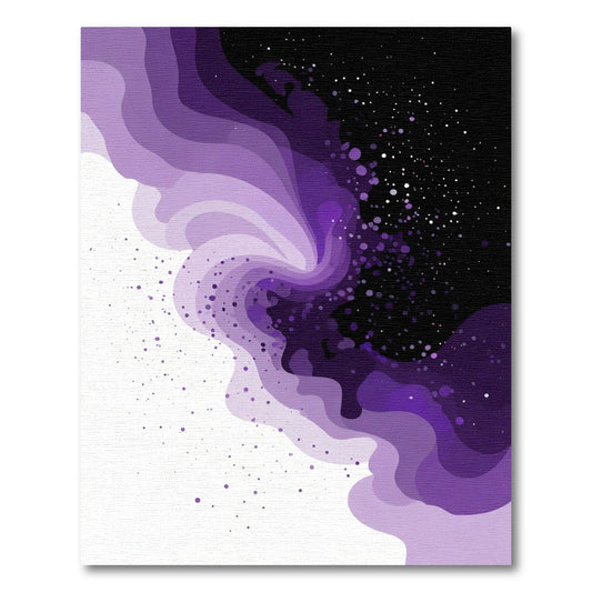 Vibrant Purple Swirl Splattered Abstract Rug