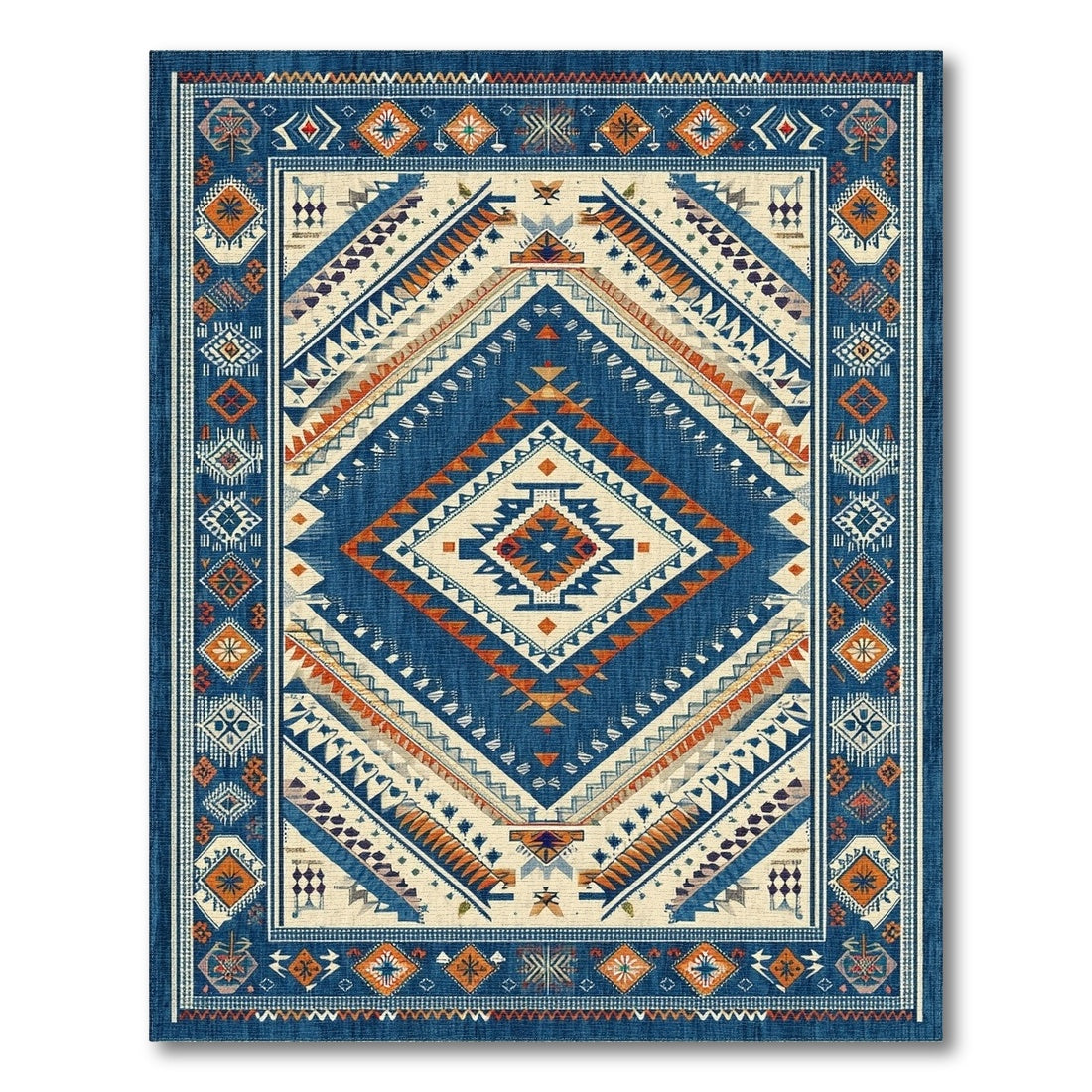 Blue and Teal Heritage Tribal Blue Area Rug