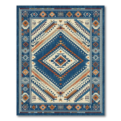 Blue and Teal Heritage Tribal Blue Area Rug