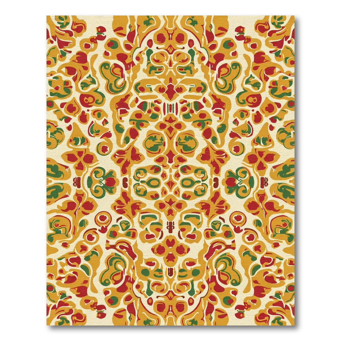 Red And Gold Swirl Scrollwork Rug
