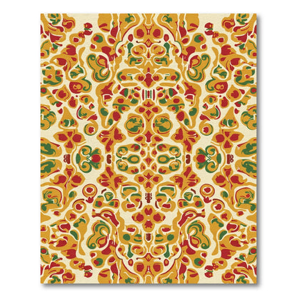 Red And Gold Swirl Scrollwork Rug