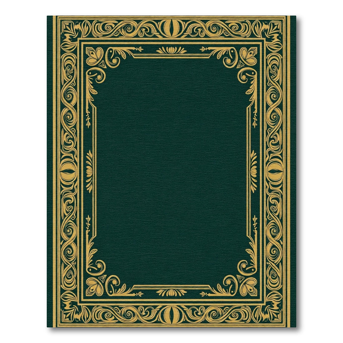 Ornate Gold Leaf Scrollwork Border Rug