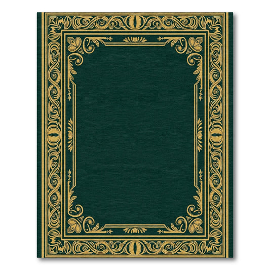 Ornate Gold Leaf Scrollwork Border Rug