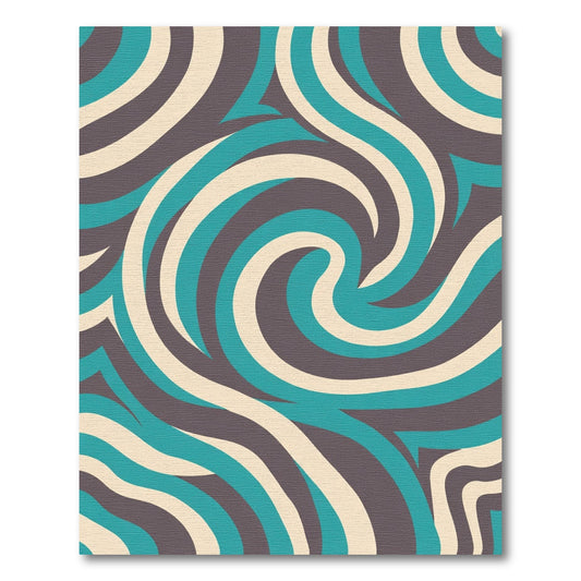 Bold Teal Cream Swirl Rug