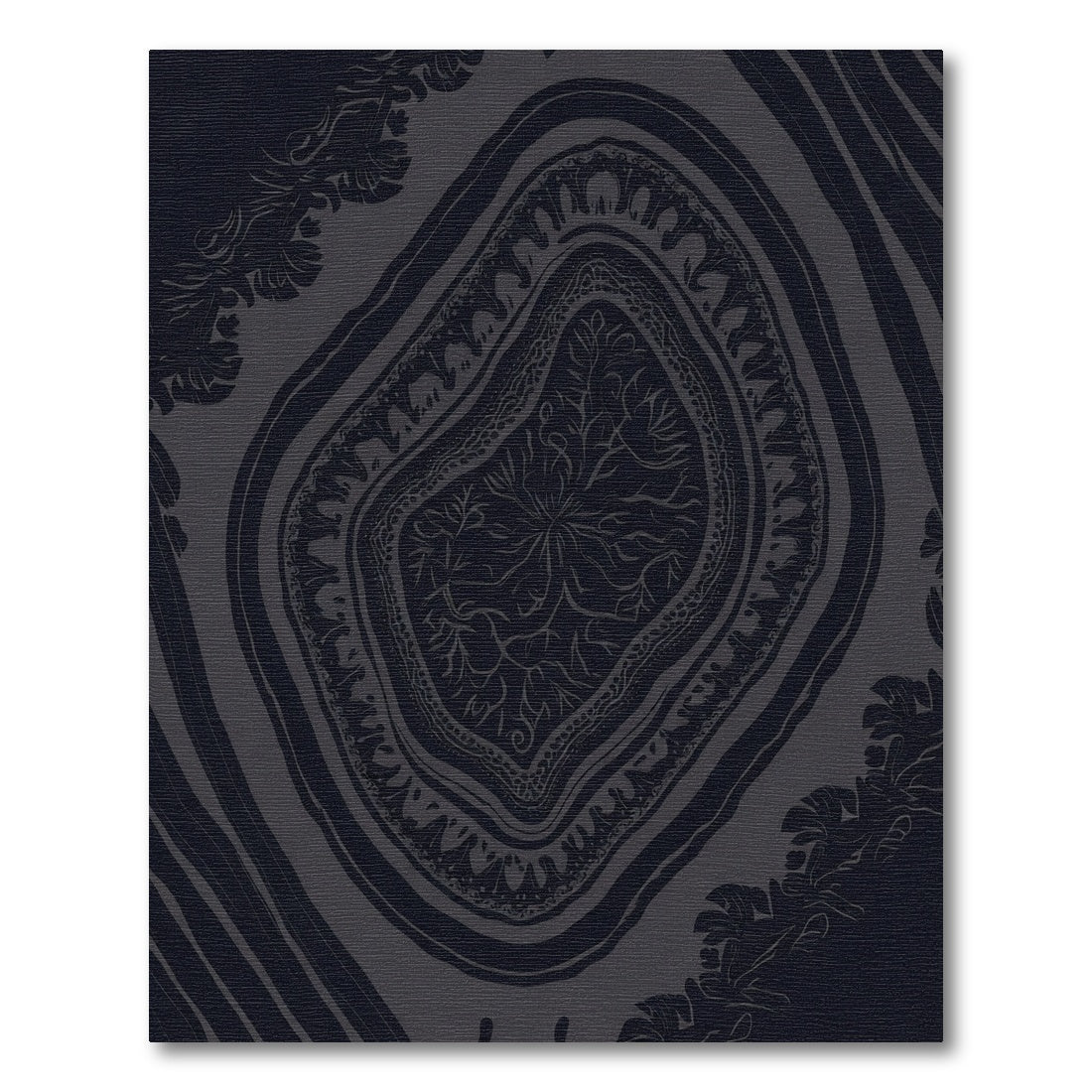 Dark Outline Floral Laurel Medallion Rug