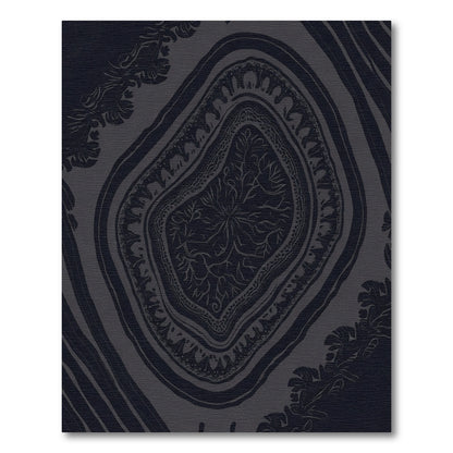 Dark Outline Floral Laurel Medallion Rug