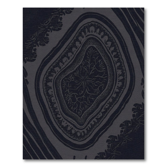 Dark Outline Floral Laurel Medallion Rug