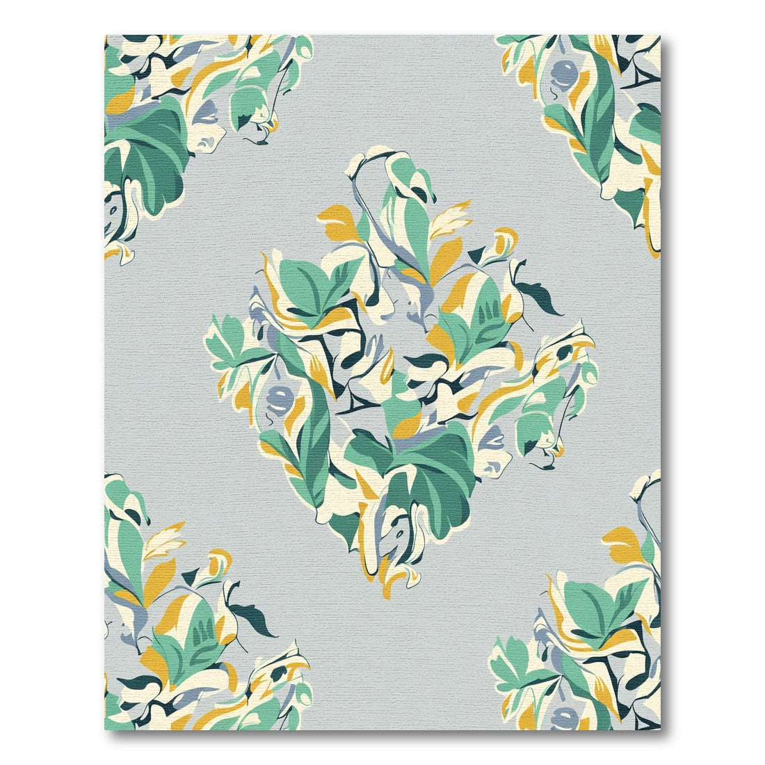 Abstract Emerald Yellow Floral Medallion Rug