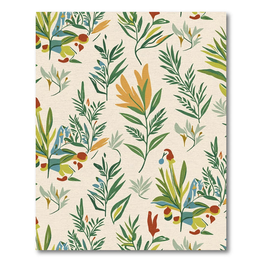 Earthy Green Yellow Floral Botanical Rug