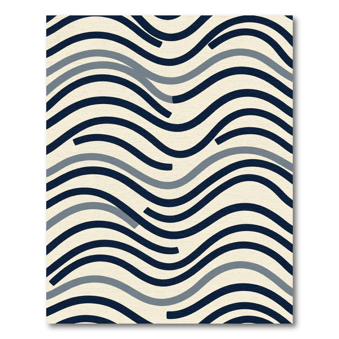 Navy Blue Gray Wave Lines Rug
