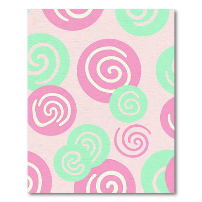 Pastel Pink Mint Swirl Circles Rug