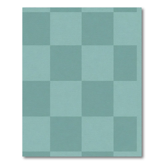 Two Tone Teal Checkerboard Squares Rug