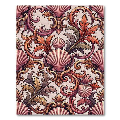 Baroque Pink Seashells and Foliage Rug
