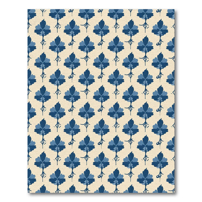 Navy Blue Floral Stem Arrangement Rug