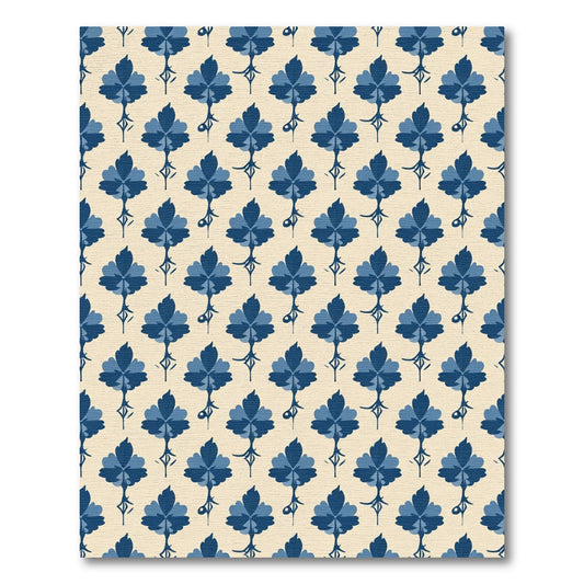 Navy Blue Floral Stem Arrangement Rug