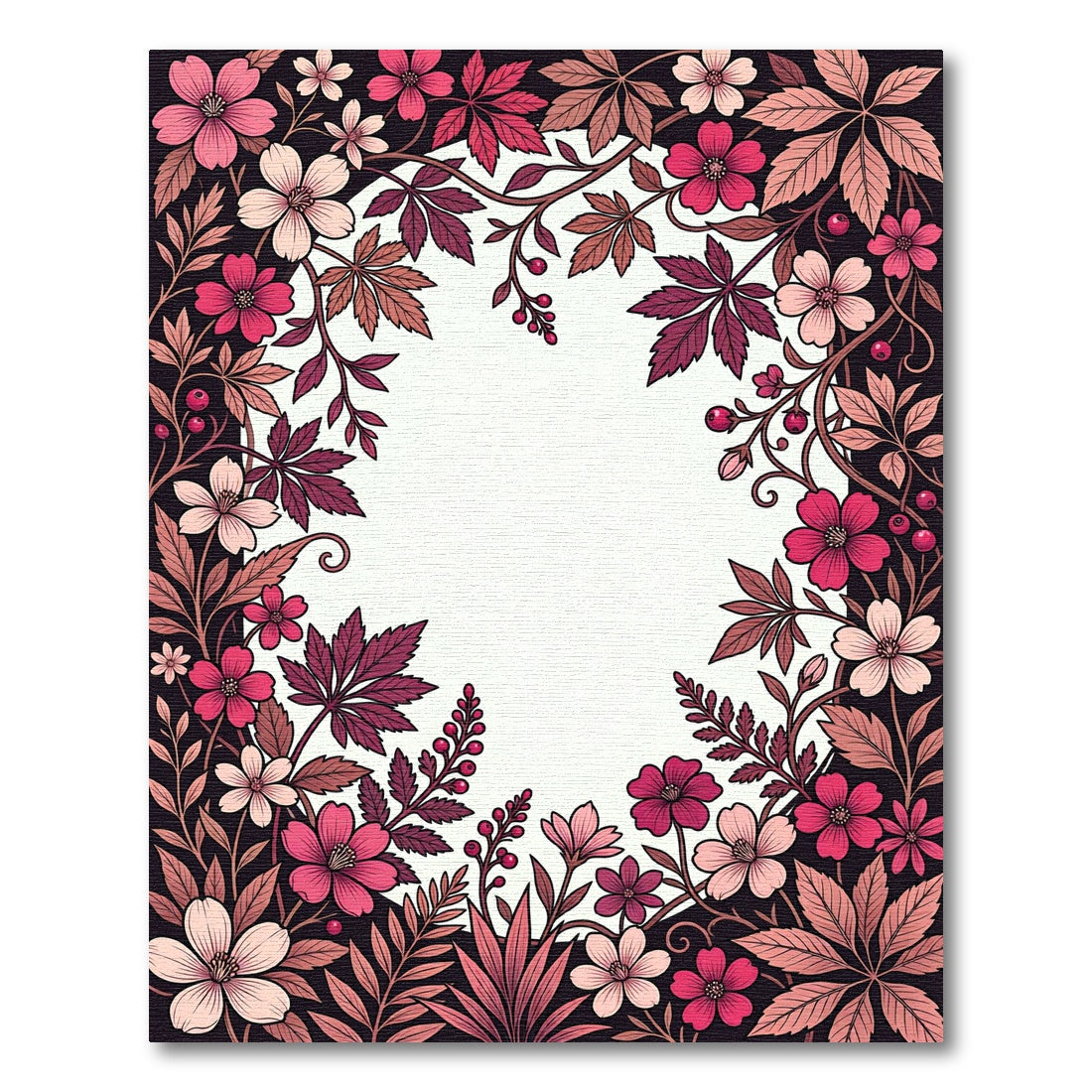 Crimson Berry Blossom Vines Rug