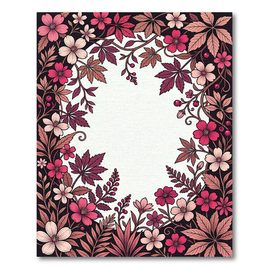 Crimson Berry Blossom Vines Rug