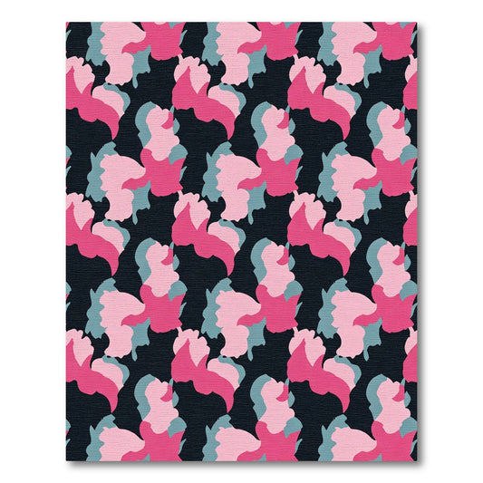 Pink Blue Camouflage Organic Shapes Rug