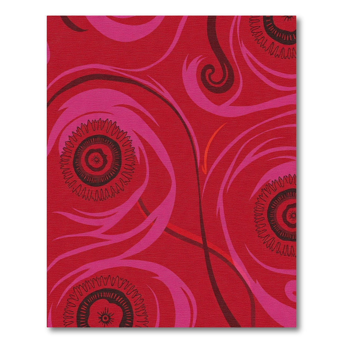Bold Red Floral Swirl Composition Rug