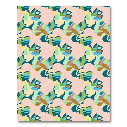 Abstract Teal Aqua Mauve Color Blocks Rug