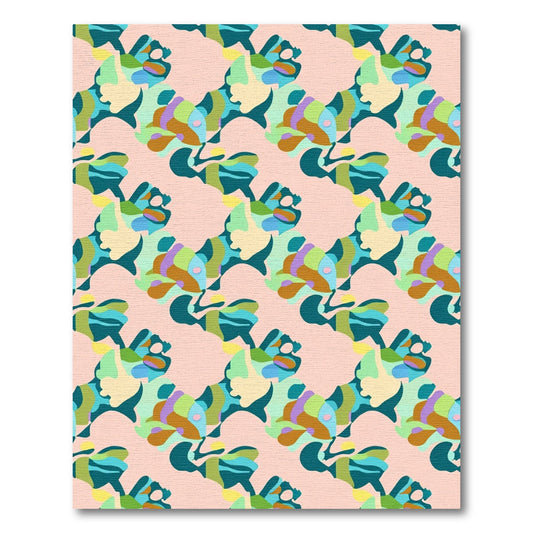 Abstract Teal Aqua Mauve Color Blocks Rug