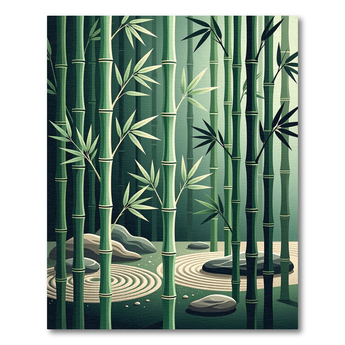 Zen Bamboo Forest Garden Landscape Rug