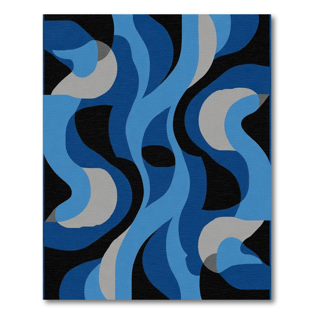 Blue Gray Abstract Organic Swirls Rug