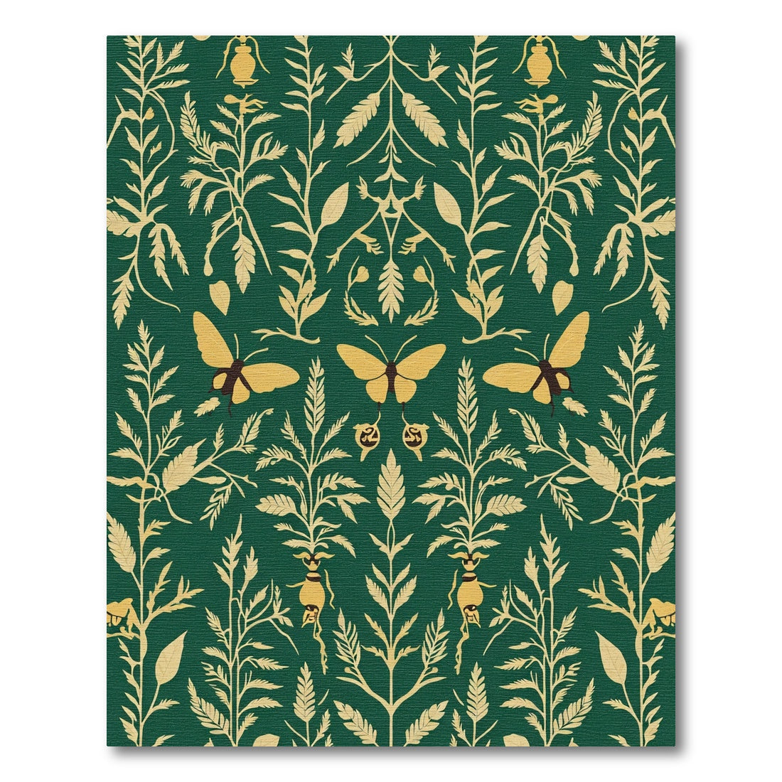 Emerald Green Botanical Butterfly Rug