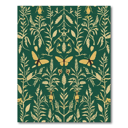 Emerald Green Botanical Butterfly Rug