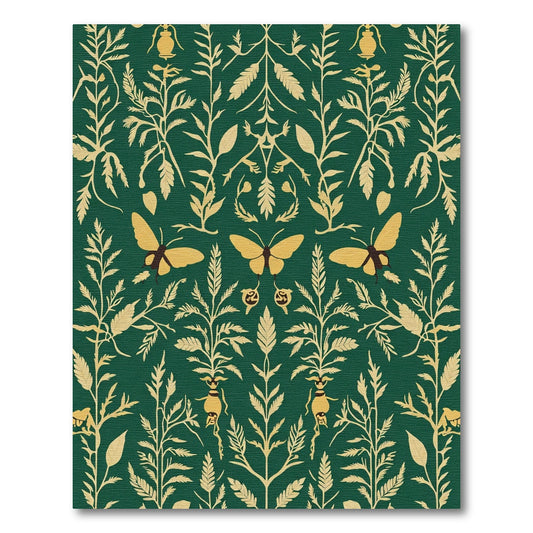 Emerald Green Botanical Butterfly Rug
