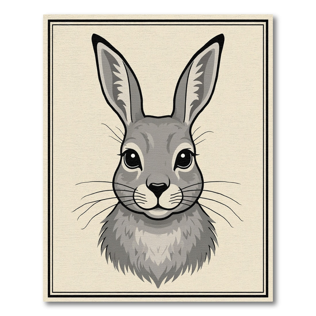 Whimsical Gray Hare Portrait Rug