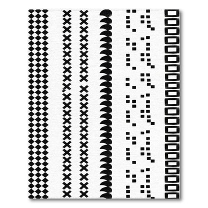 Black White Geometric Striped Area Rug