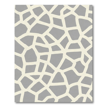 Gray Cream Cracked Organic Abstract Rug