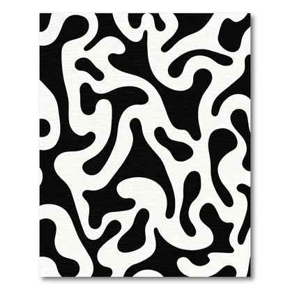 Abstract Black White Organic Flow Rug