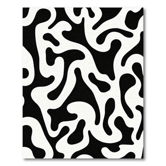 Abstract Black White Organic Flow Rug