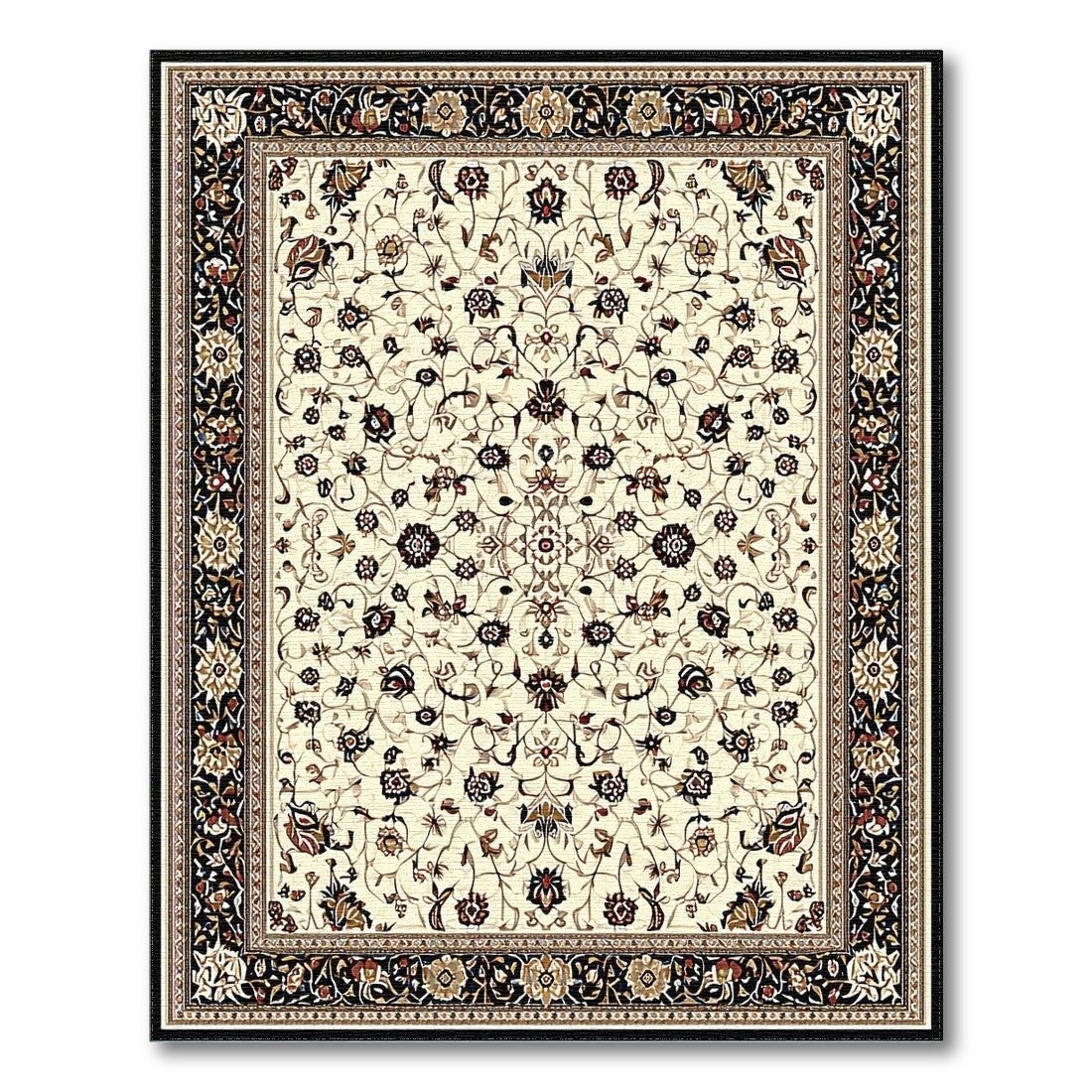 Traditional Persian Beige and Neutral Beige Persian Floral Area Rug