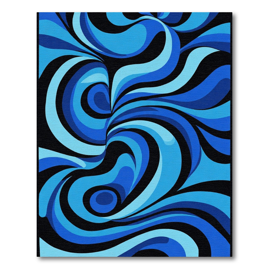 Deep Blue Swirl Abstract Flow Rug