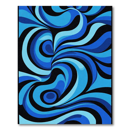 Deep Blue Swirl Abstract Flow Rug