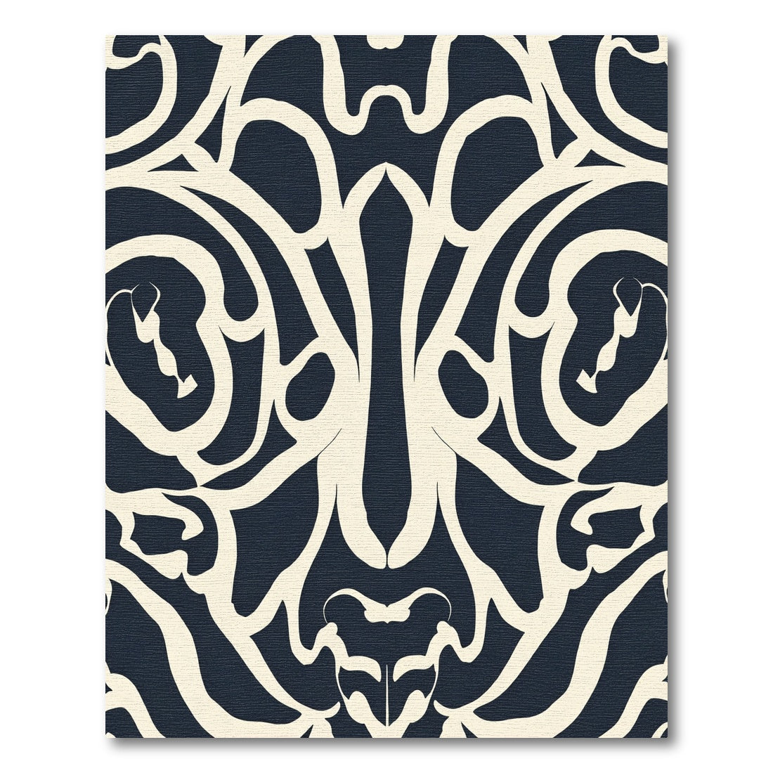 Cream Dark Blue Abstract Swirl Rug