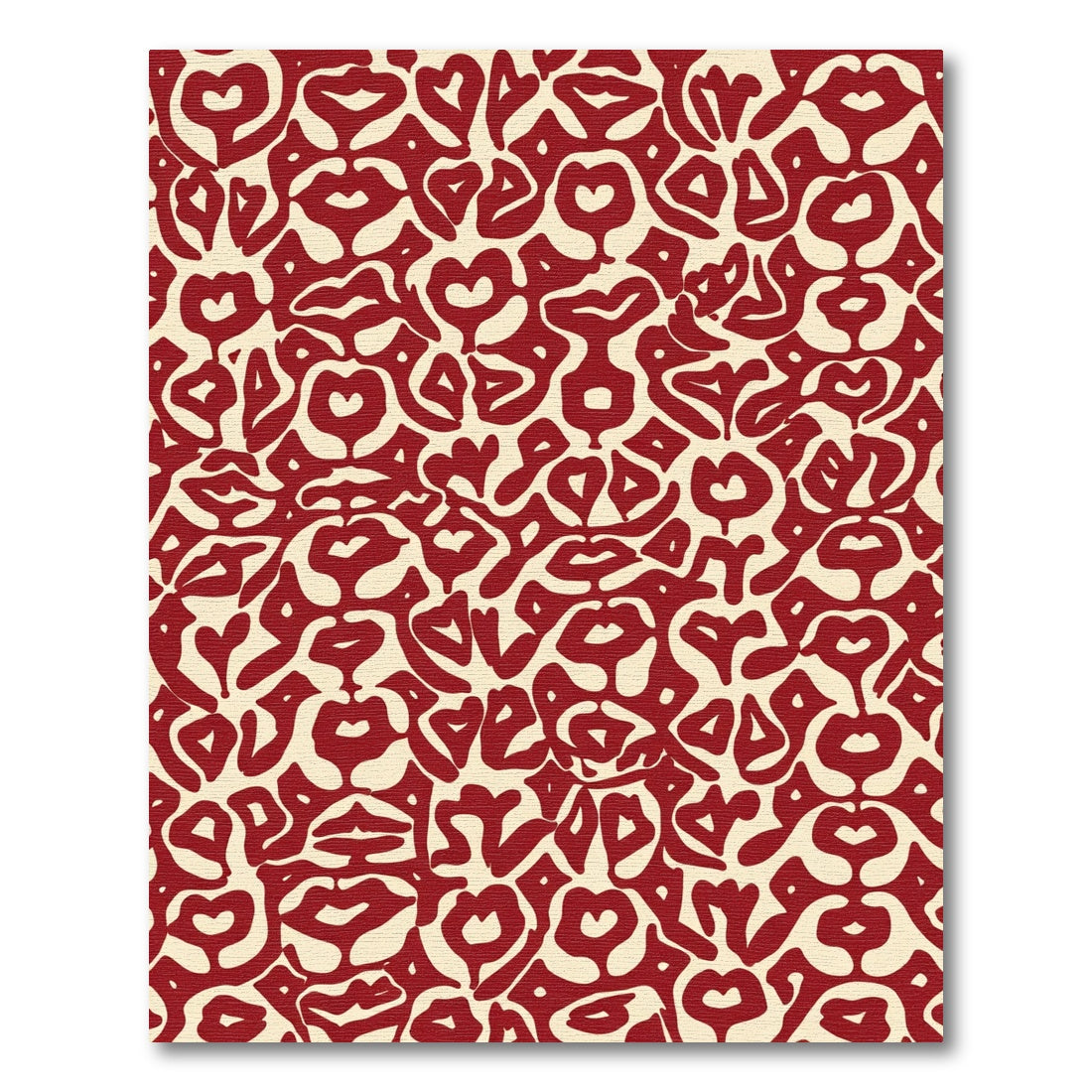 Crimson Abstract Heart Swirl Rug