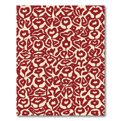 Crimson Abstract Heart Swirl Rug