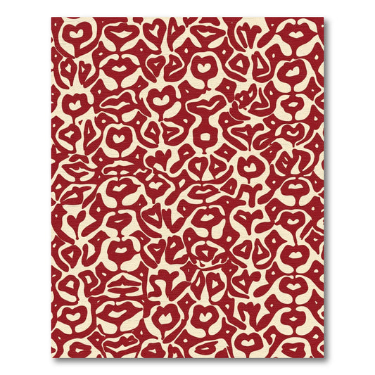 Crimson Abstract Heart Swirl Rug
